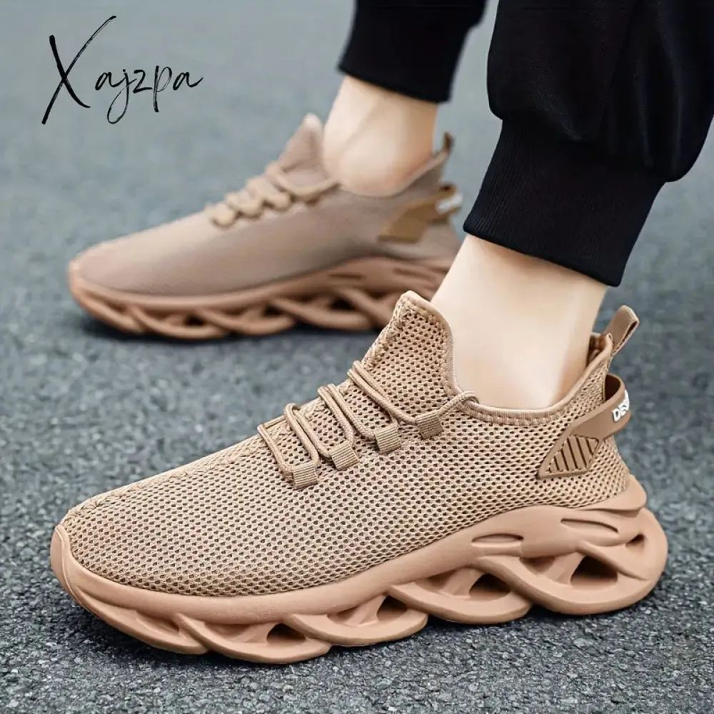 Plus-Size Men's Stylish Blade Sneakers – Comfy & Breathable Knit, Non-Slip EVA Sole, Secure Lace-Up
