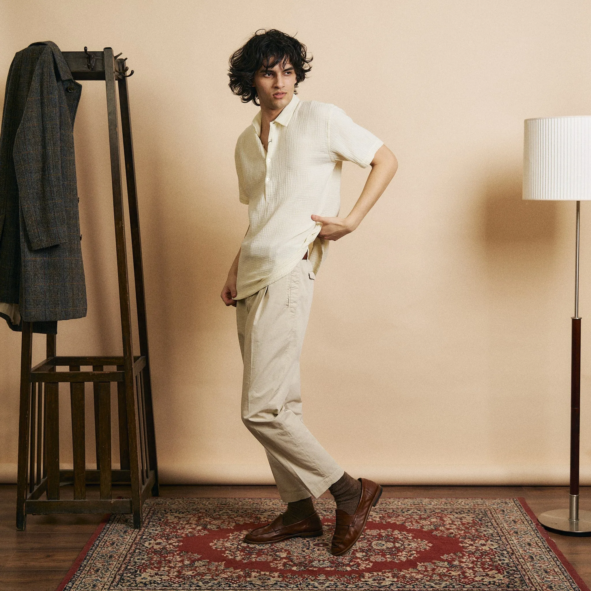 Pop Over Short Sleeve Morton Shirt - Cream