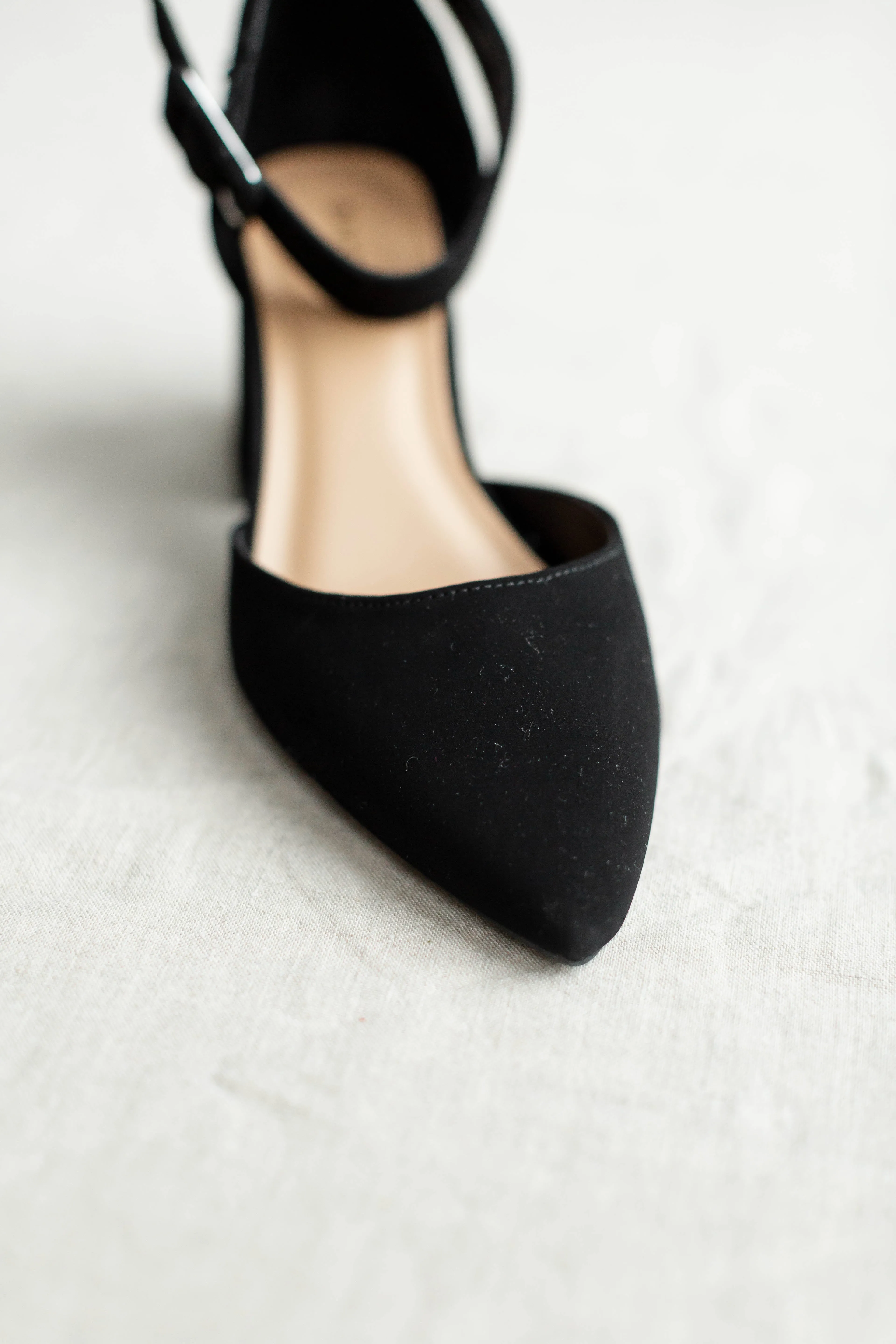 'Prescott' Suede Ankle Strap Heels in Black