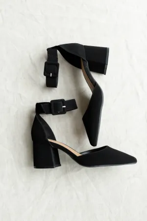 'Prescott' Suede Ankle Strap Heels in Black