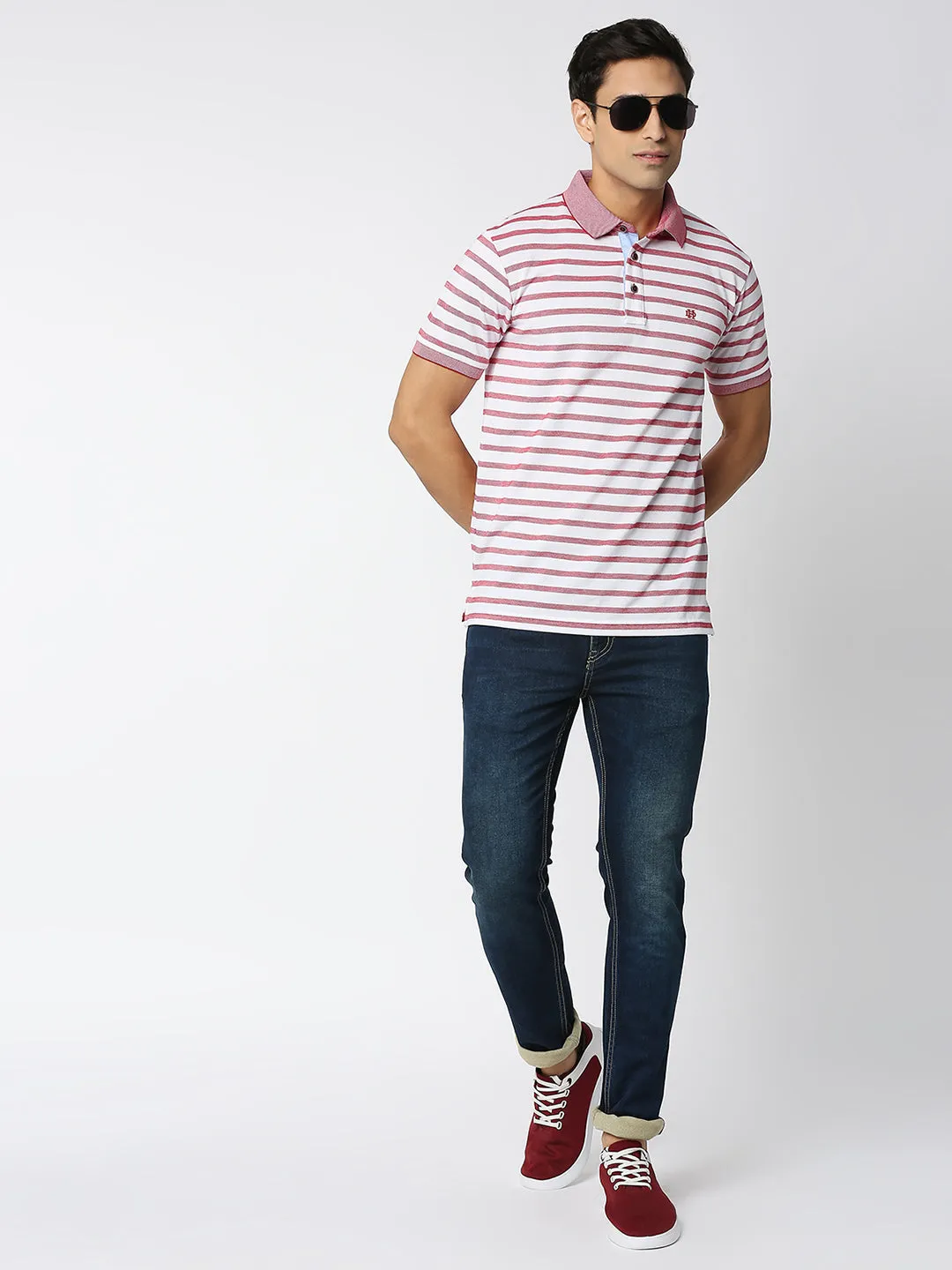 Red Striped Polo T-shirt