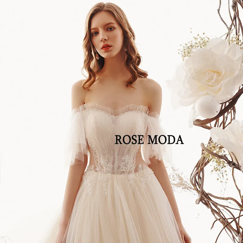 Rosemoda Sheer Elegant A Line Wedding Dress