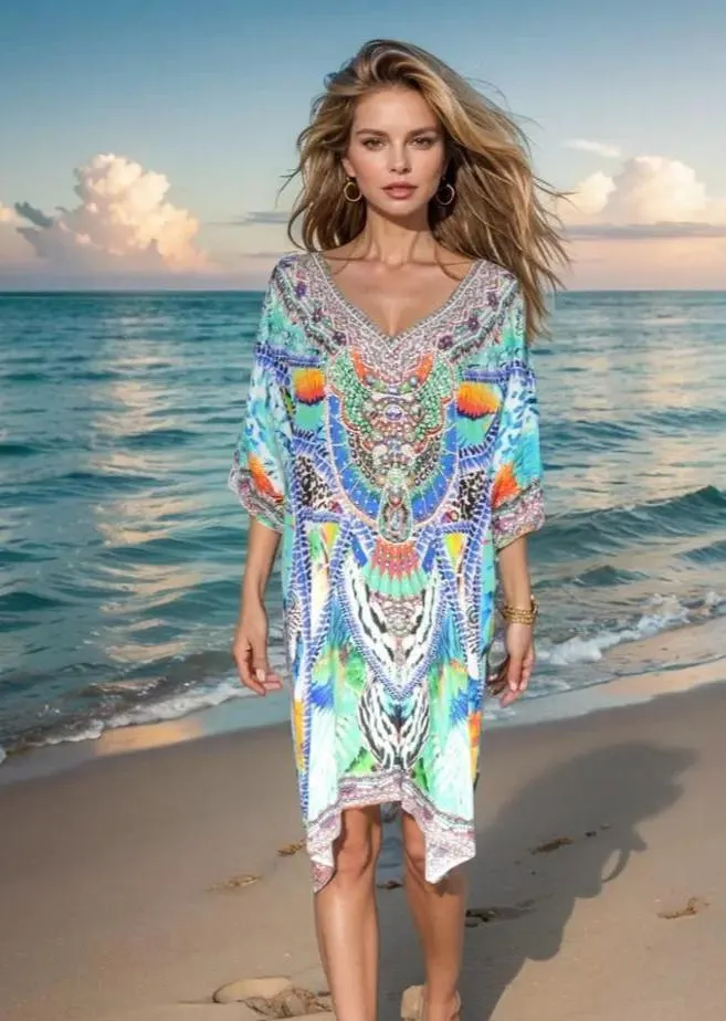 Silk Embellished Dress Amira Green
