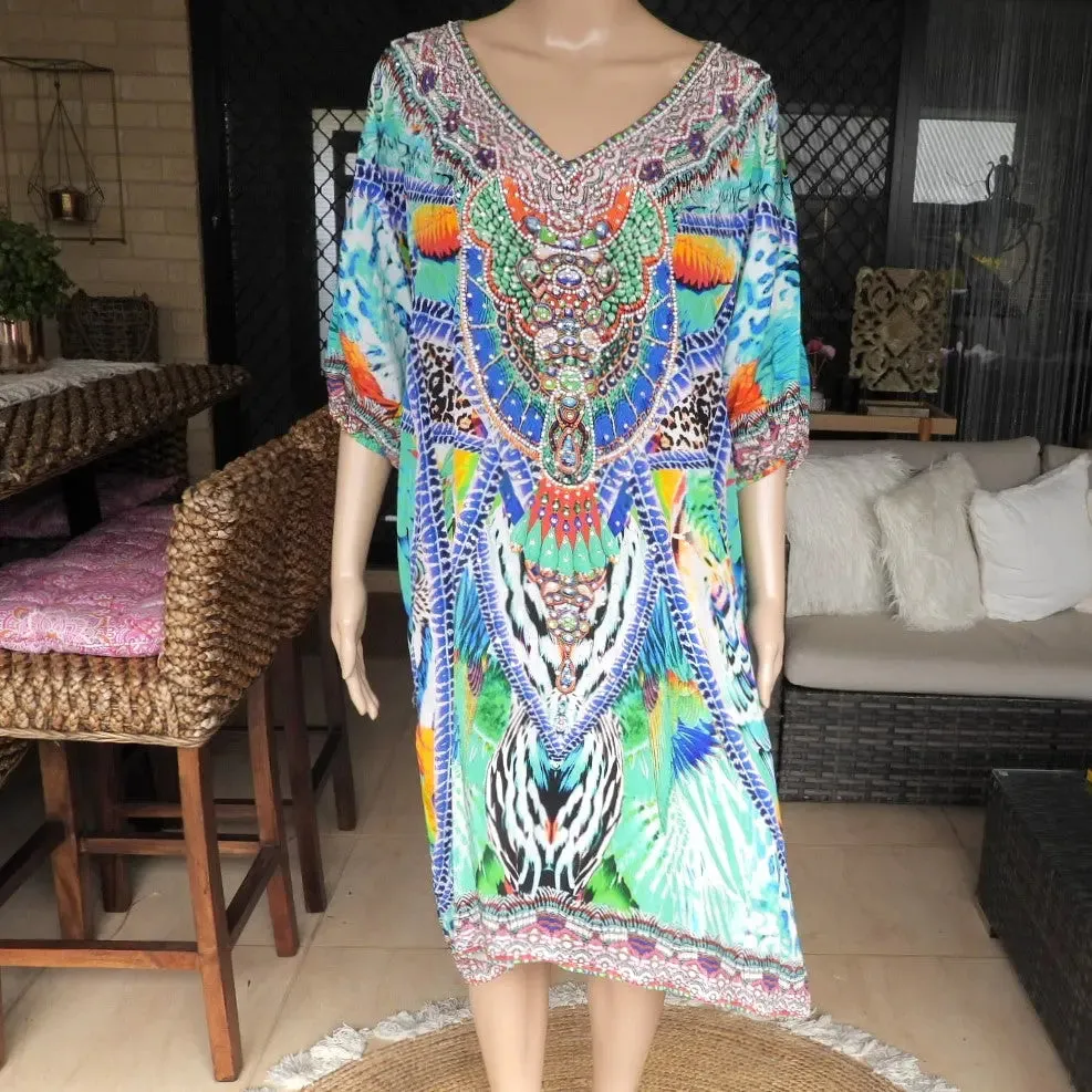Silk Embellished Dress Amira Green
