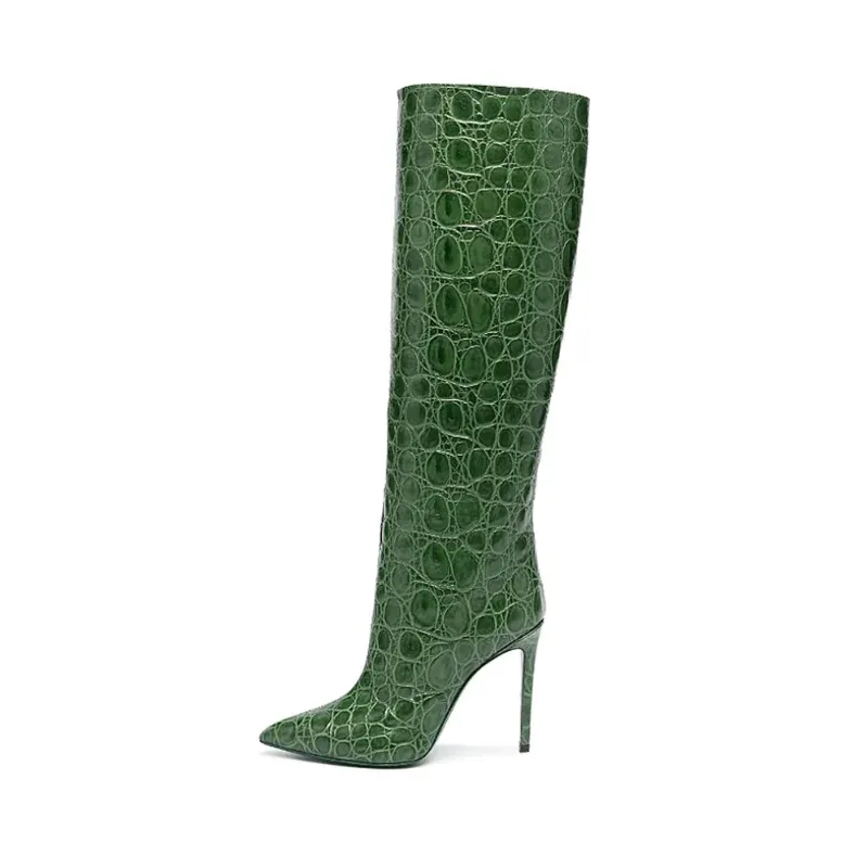 Stone Pattern High Heel Boots