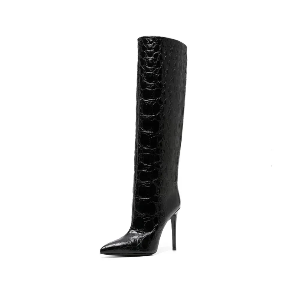 Stone Pattern High Heel Boots