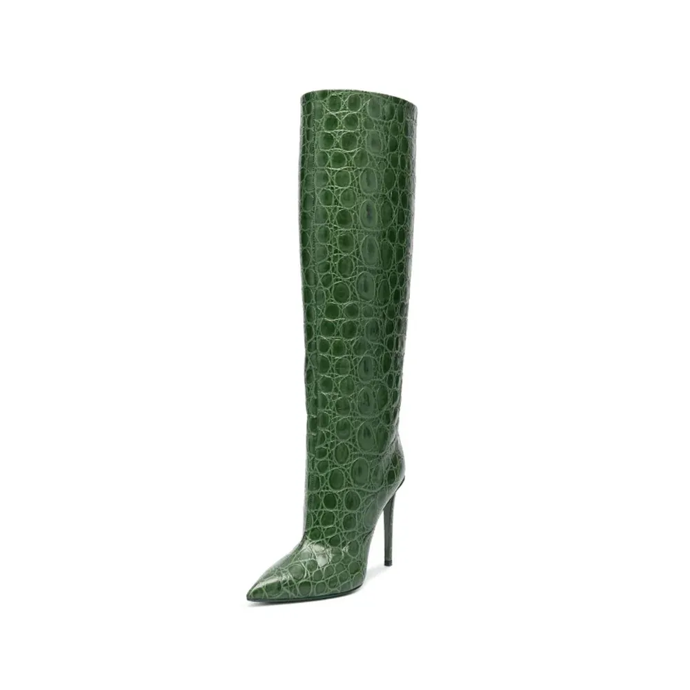 Stone Pattern High Heel Boots