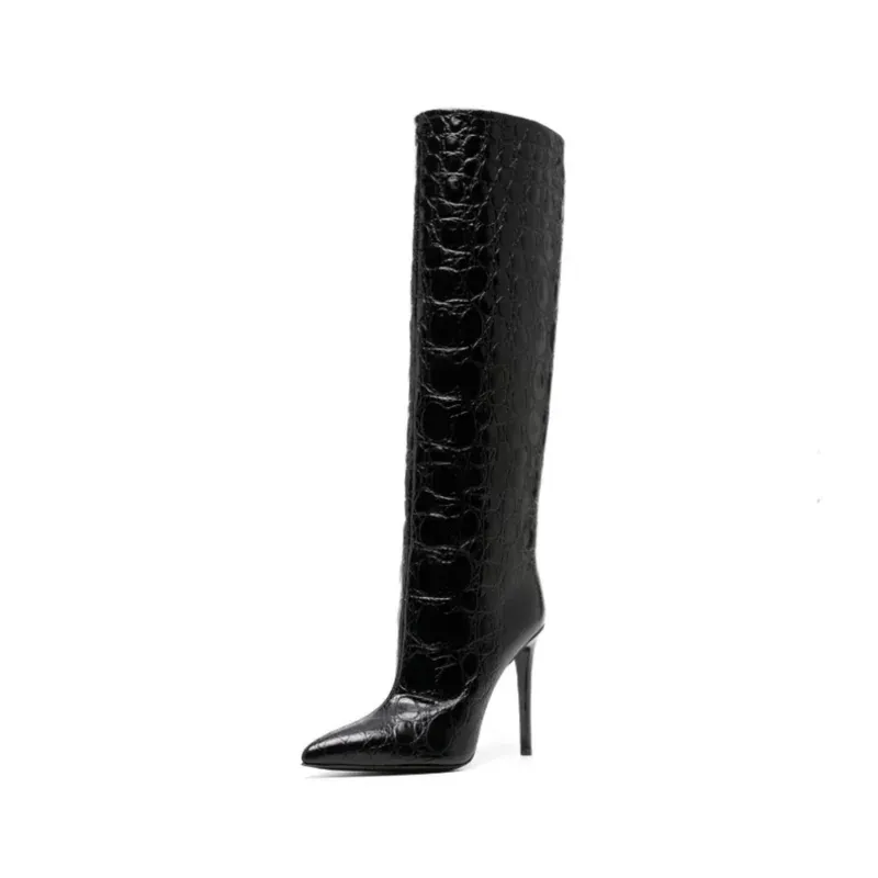 Stone Pattern High Heel Boots