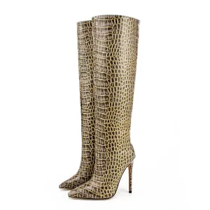 Stone Pattern High Heel Boots