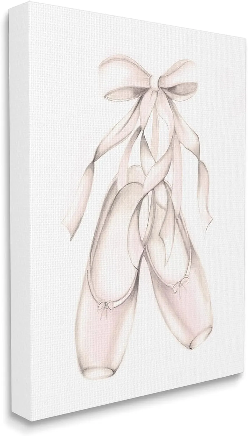 Stupell Industries Soft Pink Ballerina Slippers Ballet Dance Shoes, Designed by Studio Q Canvas Wall Art, Off-White, 24x30