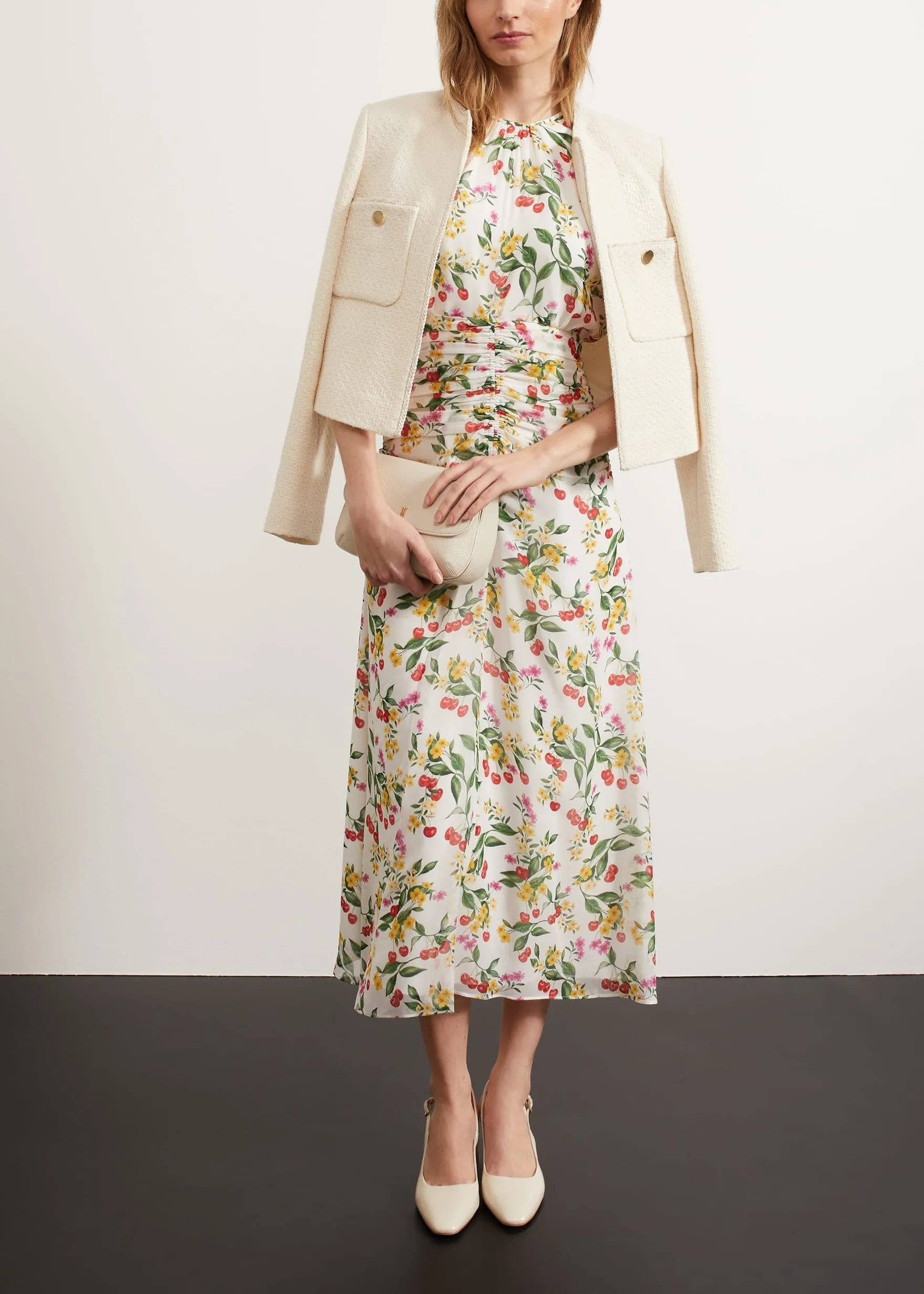 Tegan Silk Dress 0124/5329/3793l00 Ivory-Multi