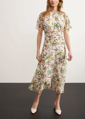 Tegan Silk Dress 0124/5329/3793l00 Ivory-Multi