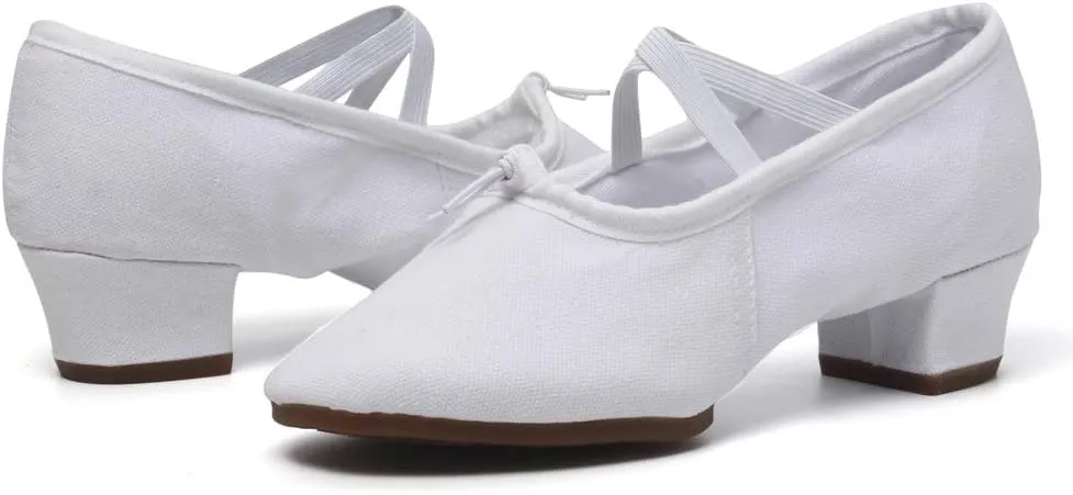 TINRYMX Women Latin Dance Shoes Ballroom Canvas Dance Shoes with Rubber Sole