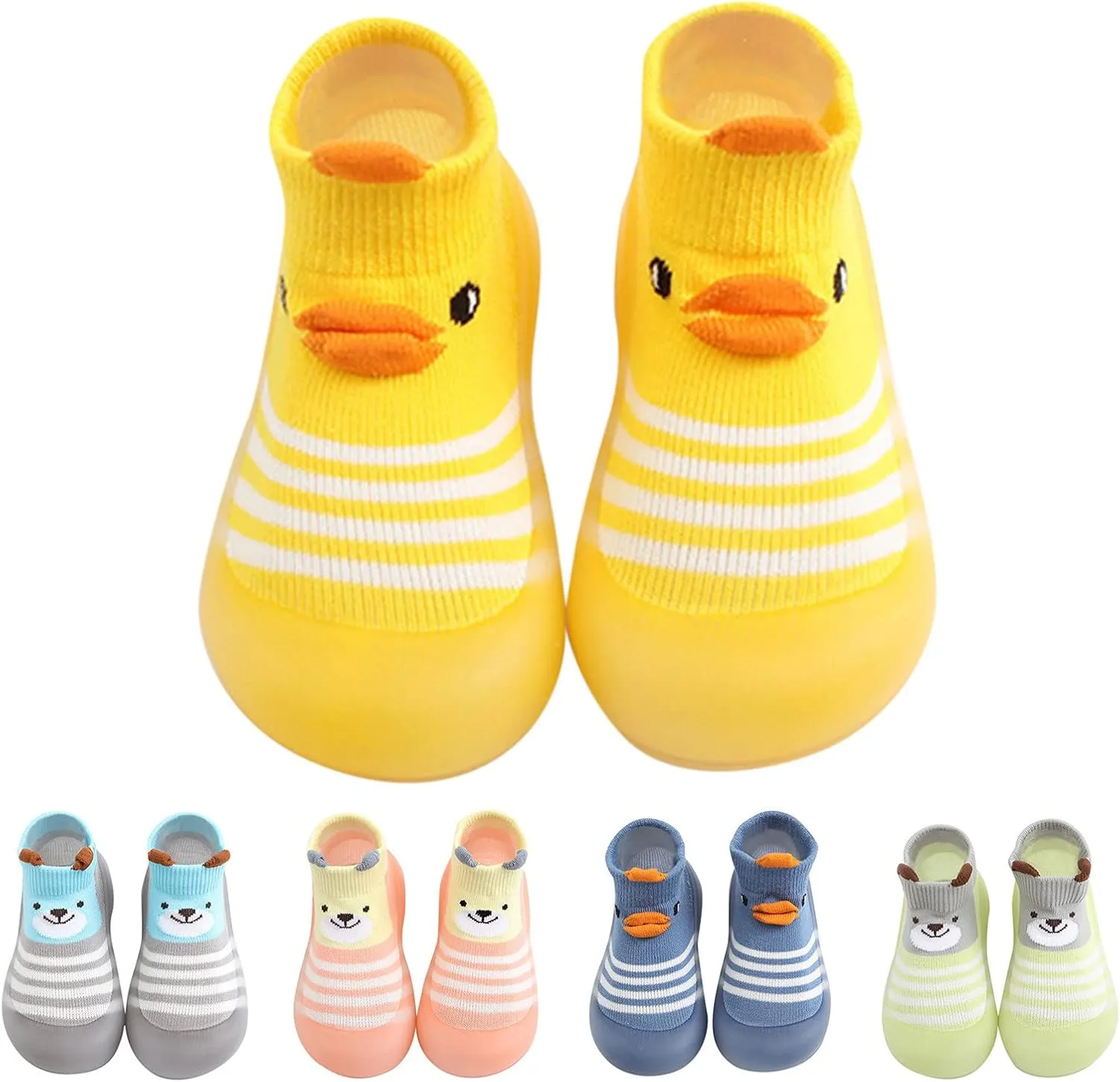Toddler Girl Size 7 Shoes Children Todller Shoes Baby Boys and Girls Non Slip Flat Socks Shoes Lightweight Comfortable Cute Cartoon Duck Bear Pattern Girls Hiking Shoes