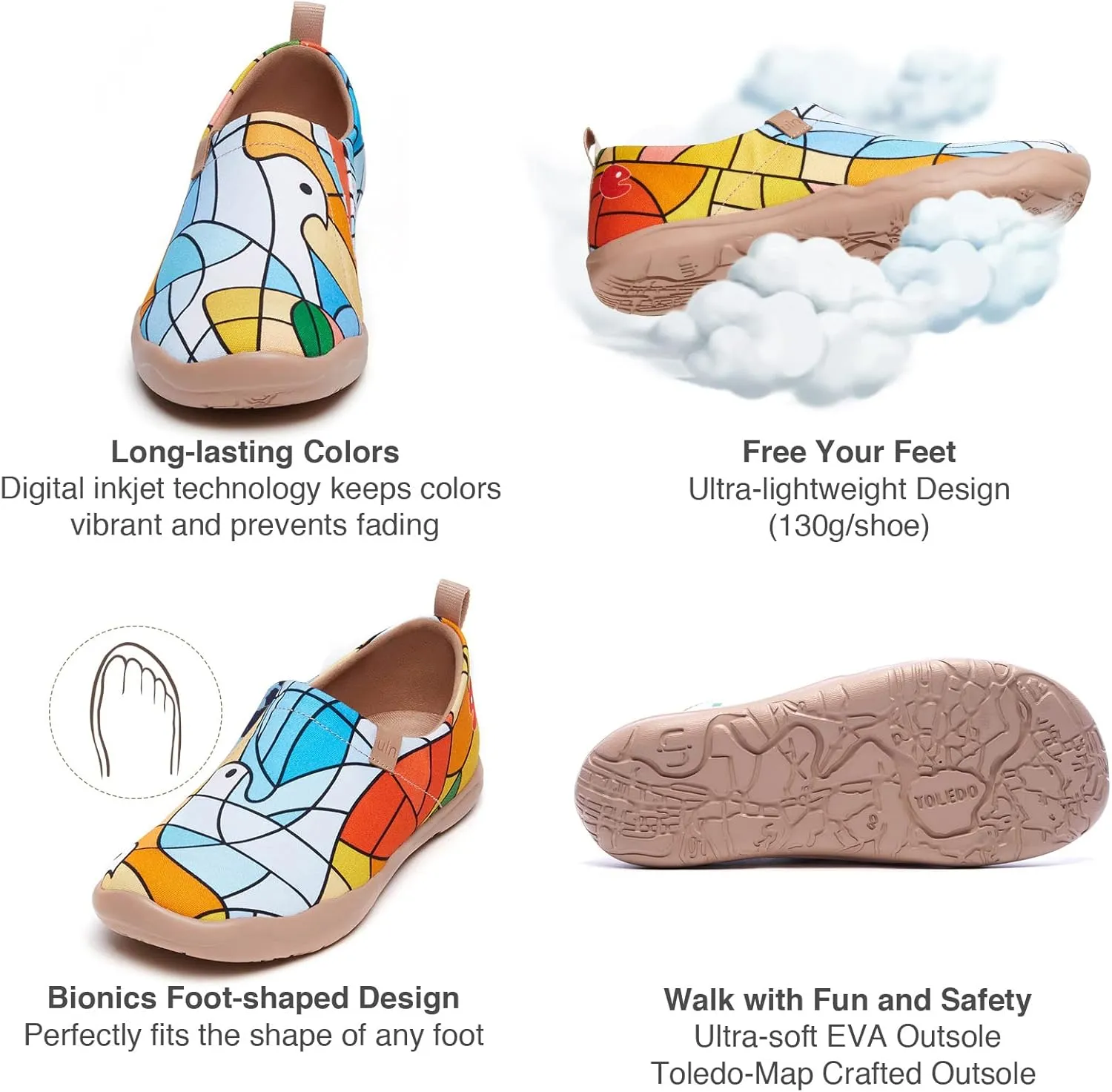 UIN Women's Art Painted Travel Shoes Slip On Casual Knit Loafers Lightweight Comfort Fashion Sneaker Constellation Toledo 