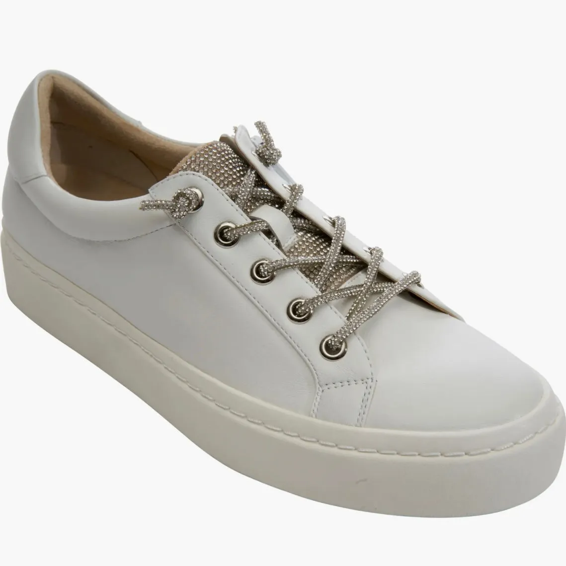 Vaneli: Yasin Sneaker in White Nappa