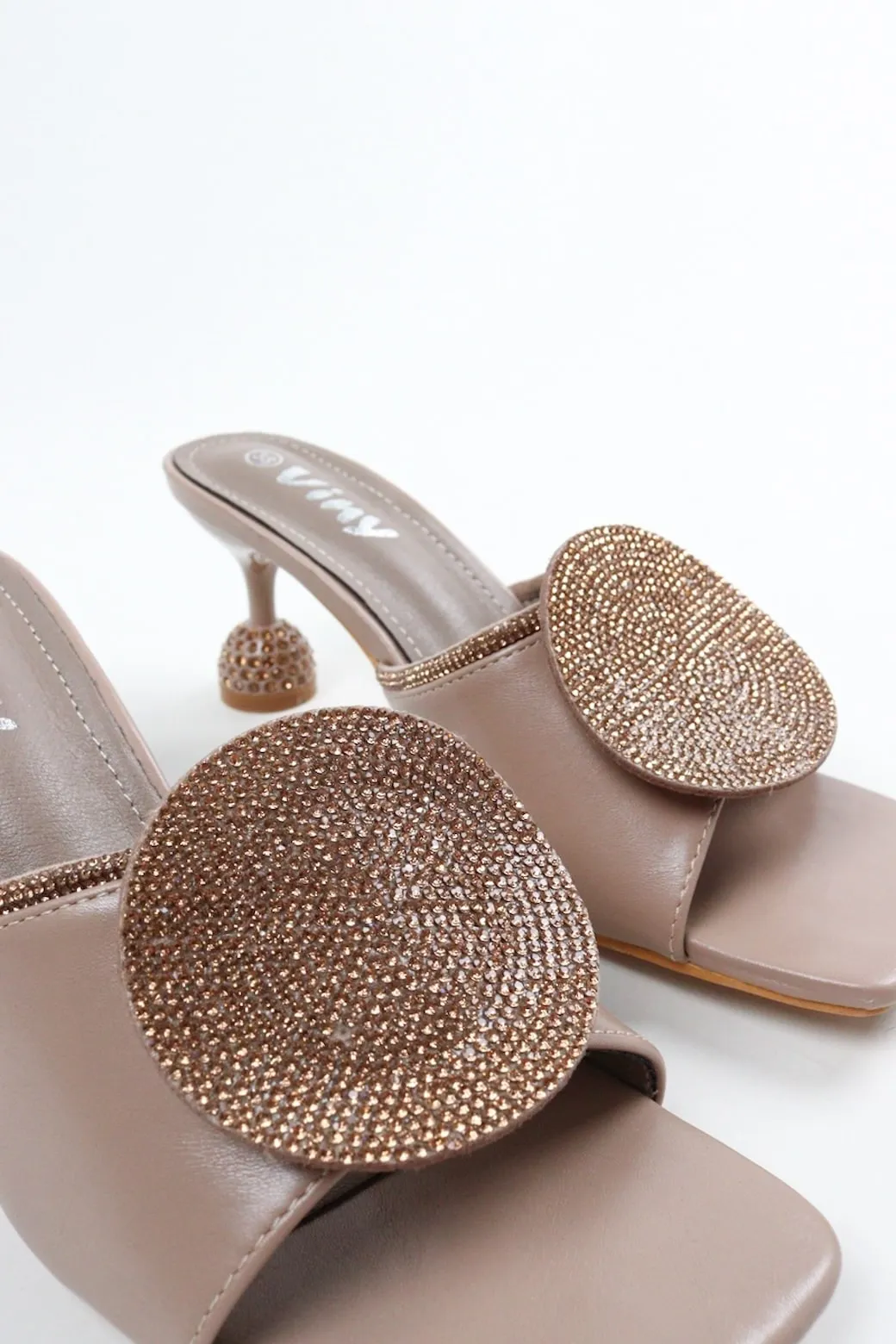 Viny Women's Round Sparkle Heels