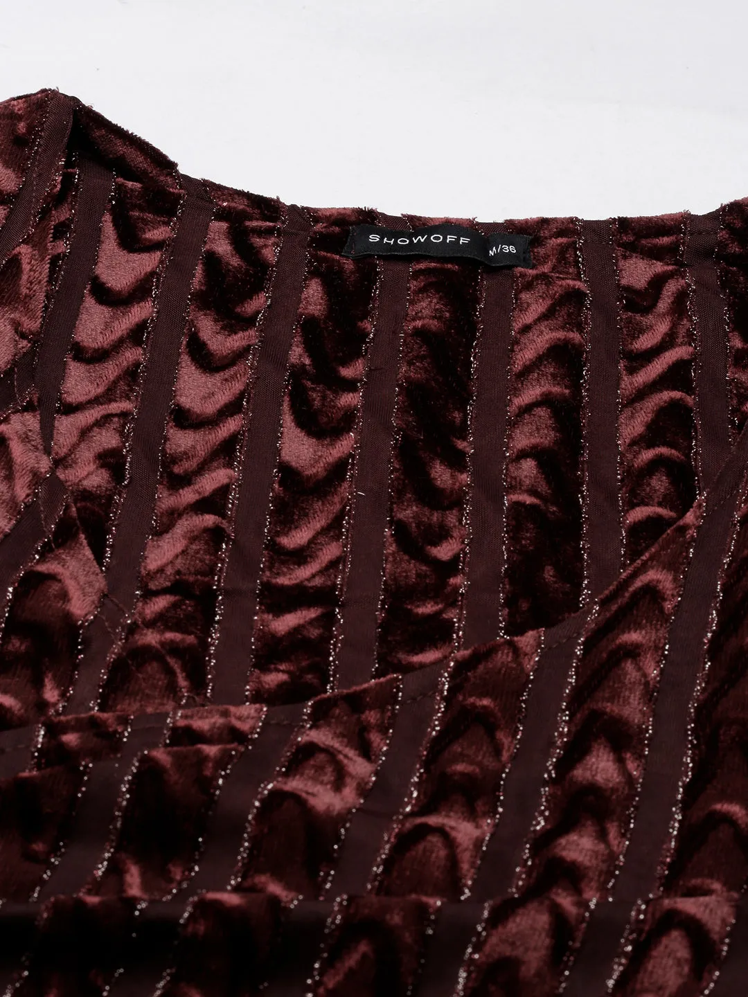 Women Brown Velvet Bodycon Midi Dress