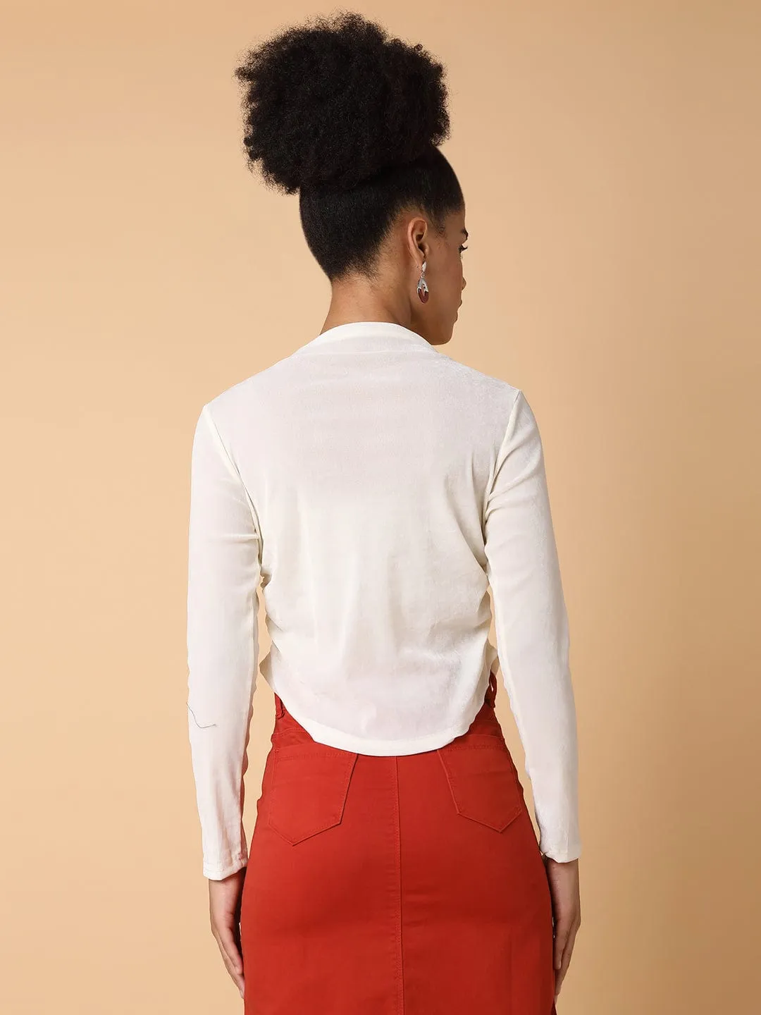 Women Cream Velvet Top