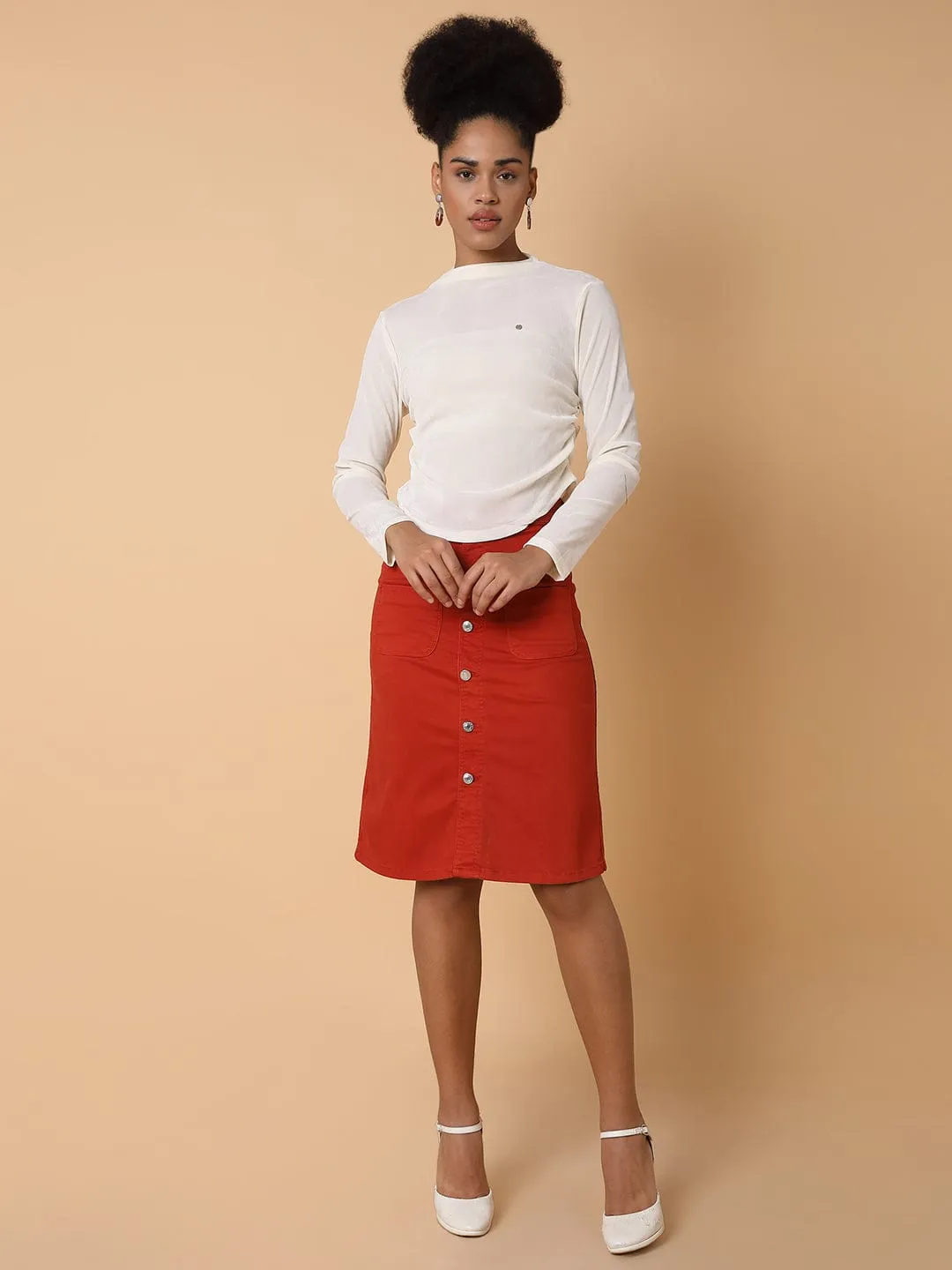 Women Cream Velvet Top
