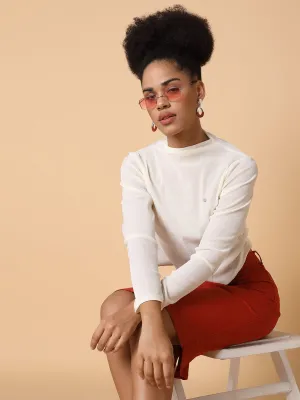 Women Cream Velvet Top