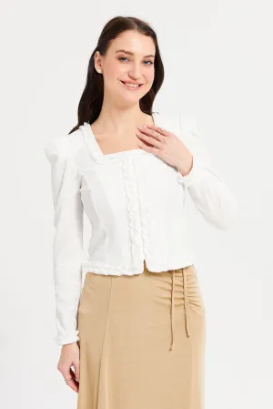 Women Ivory Textured Top