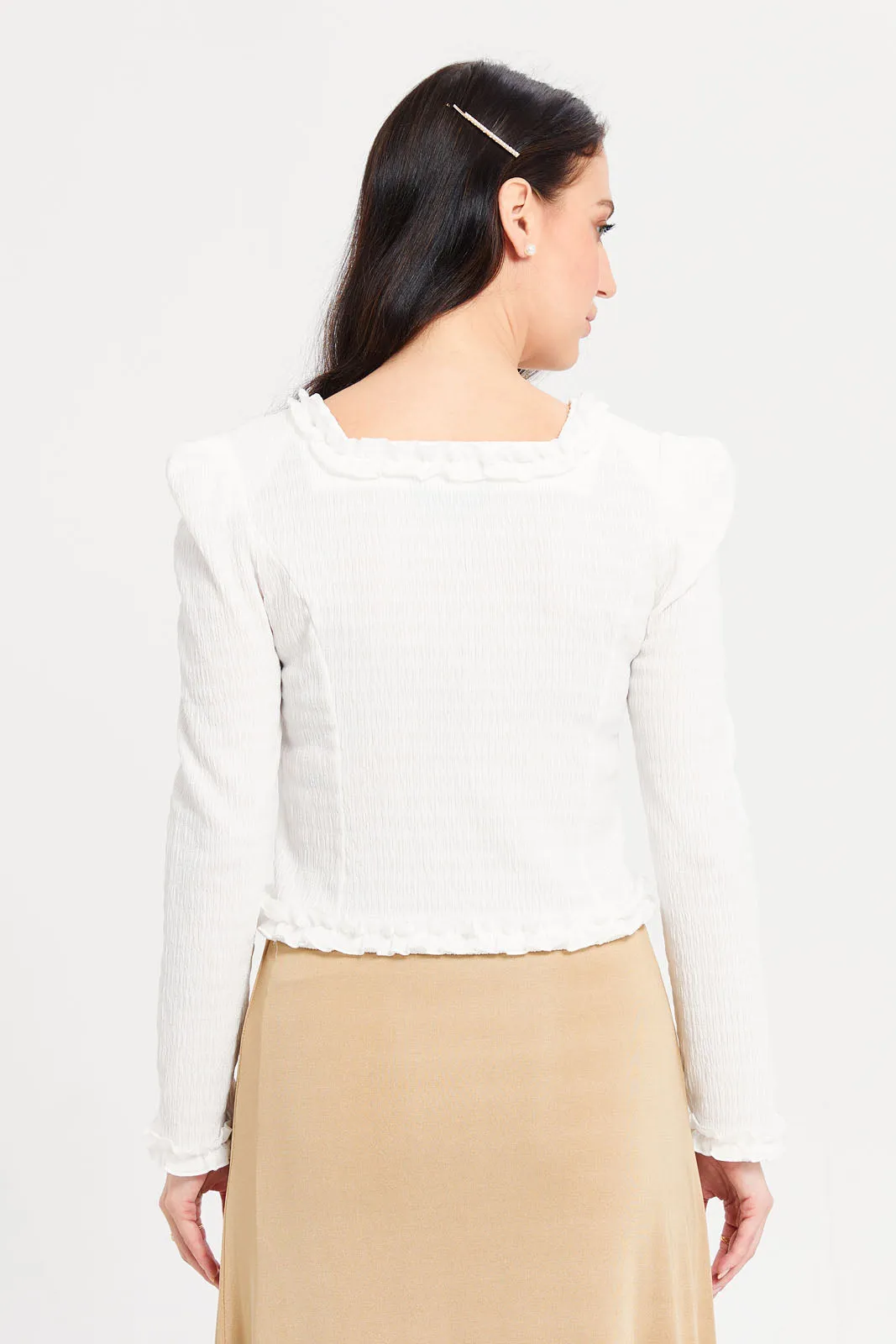 Women Ivory Textured Top