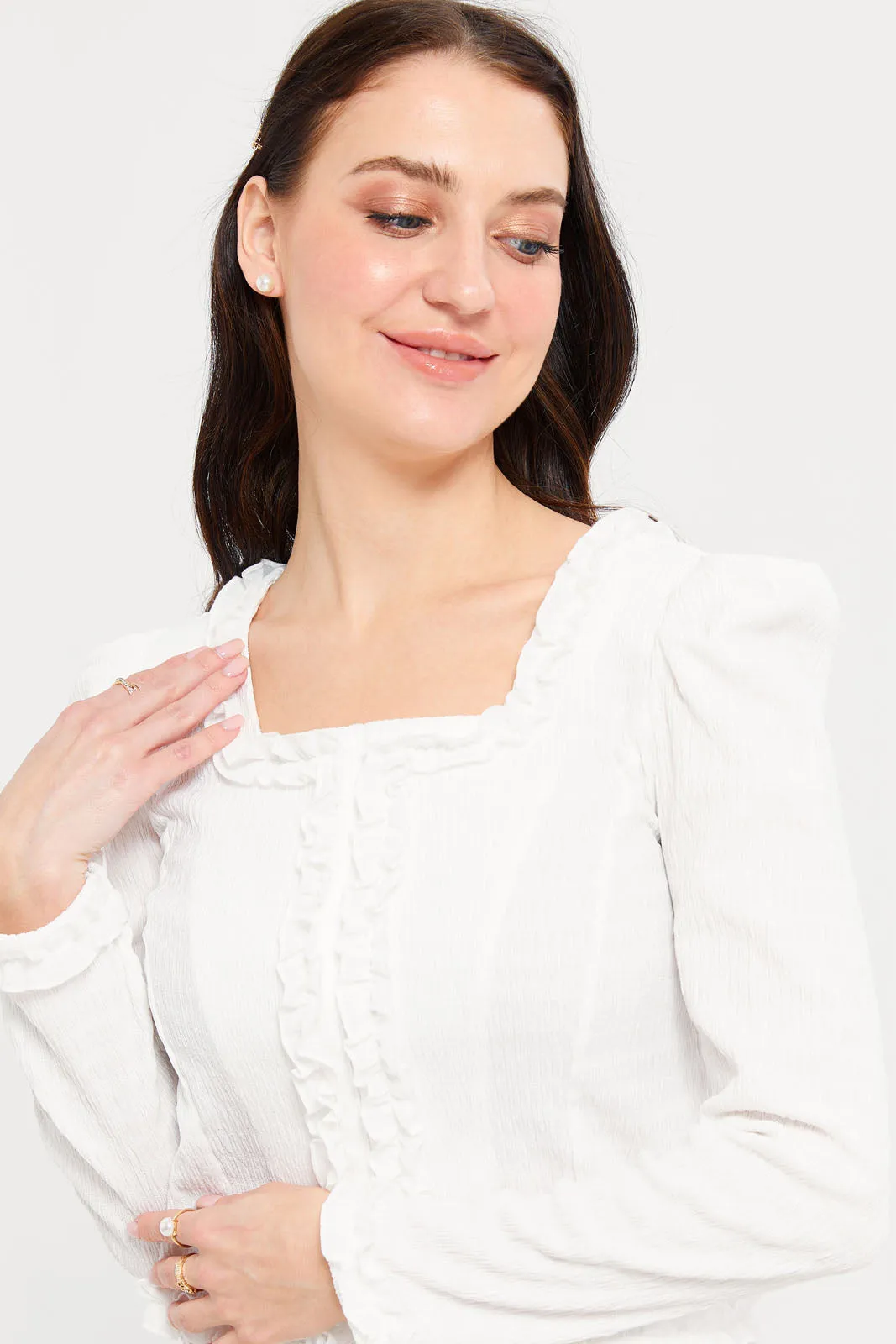 Women Ivory Textured Top