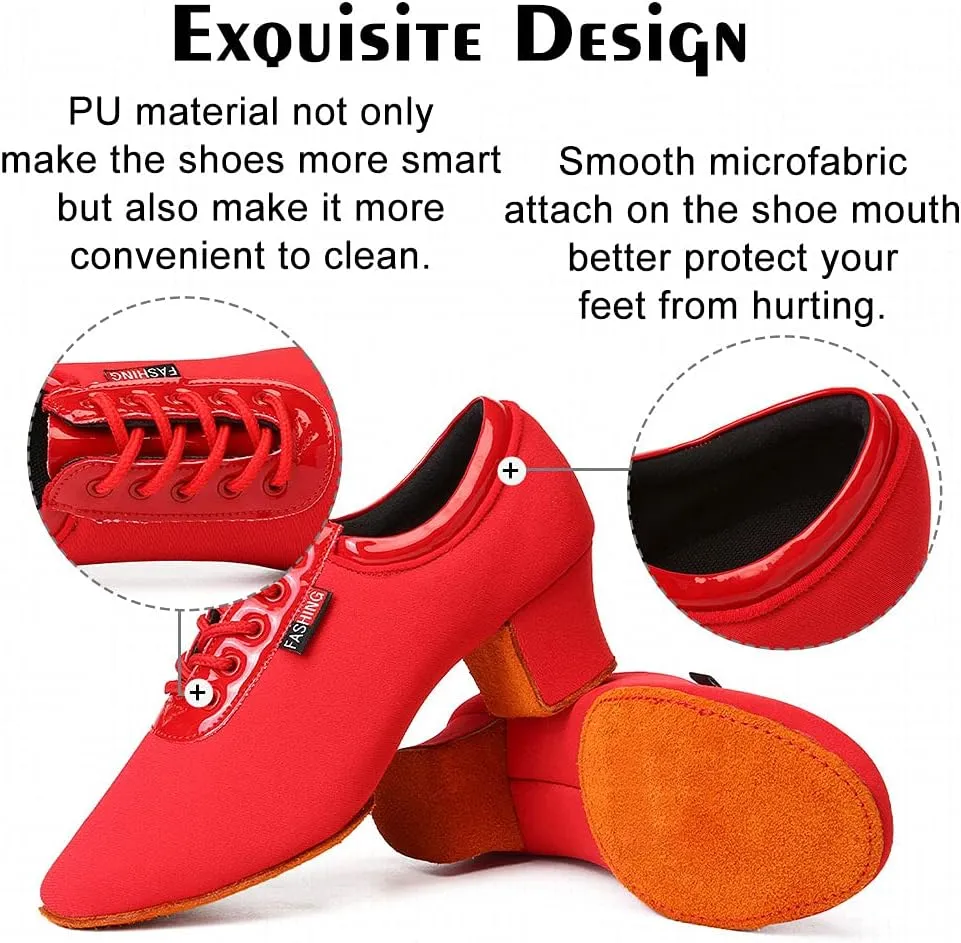 Women Latin Ballroom Dance Shoes Lace up Modern Performence Latin Salsa Practice Dance Shoes,Model 601