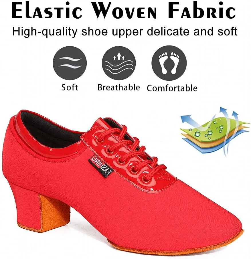 Women Latin Ballroom Dance Shoes Lace up Modern Performence Latin Salsa Practice Dance Shoes,Model 601
