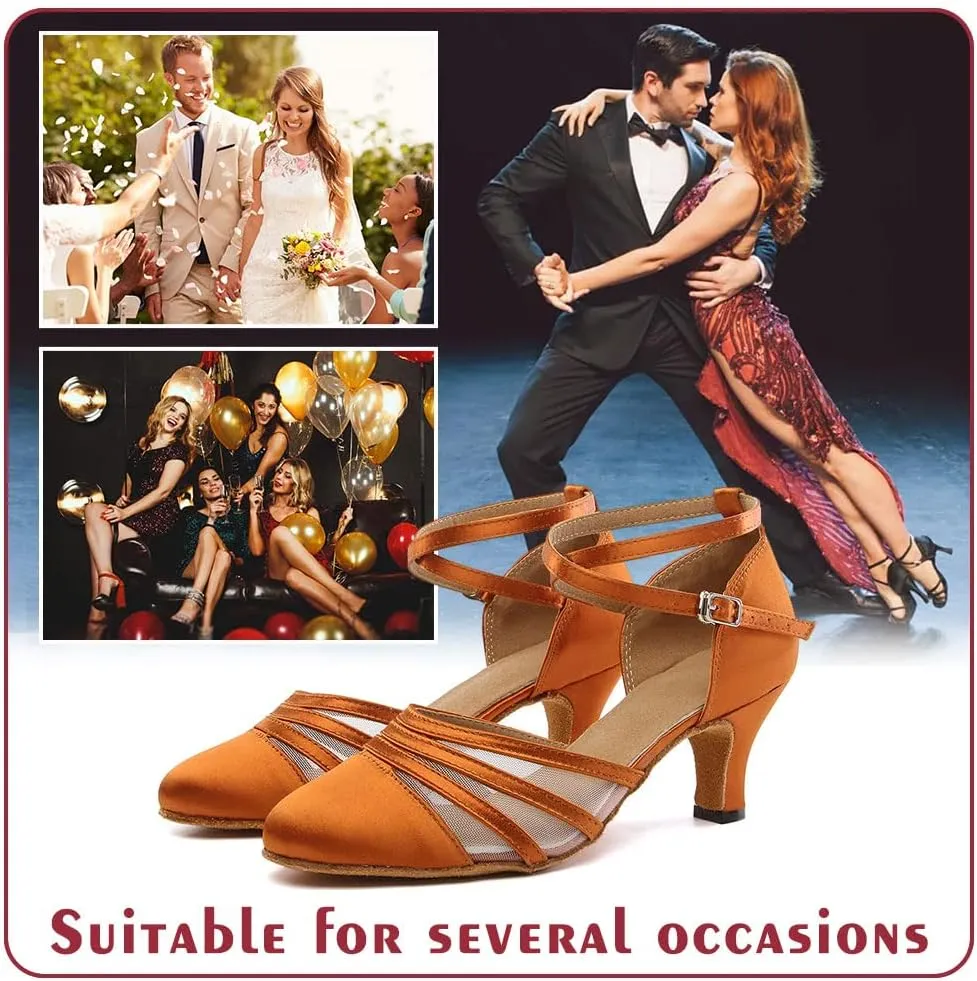 Women Latin Dance Shoes Closed Toe Ballroom Modern Salsa Waltz Tango Dance Performance Shoes Suede Sole