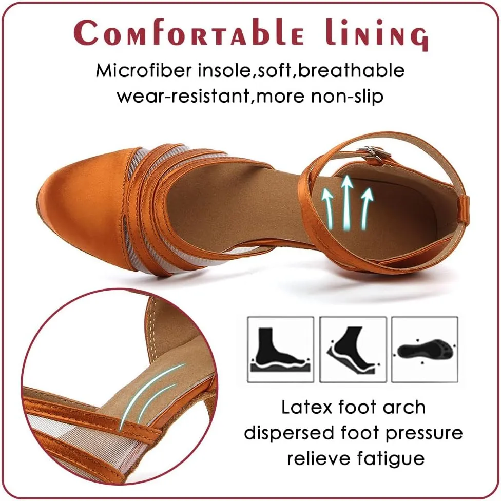 Women Latin Dance Shoes Closed Toe Ballroom Modern Salsa Waltz Tango Dance Performance Shoes Suede Sole