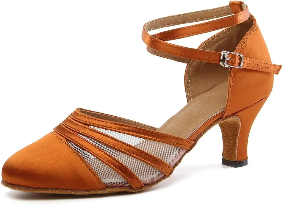 Women Latin Dance Shoes Closed Toe Ballroom Modern Salsa Waltz Tango Dance Performance Shoes Suede Sole