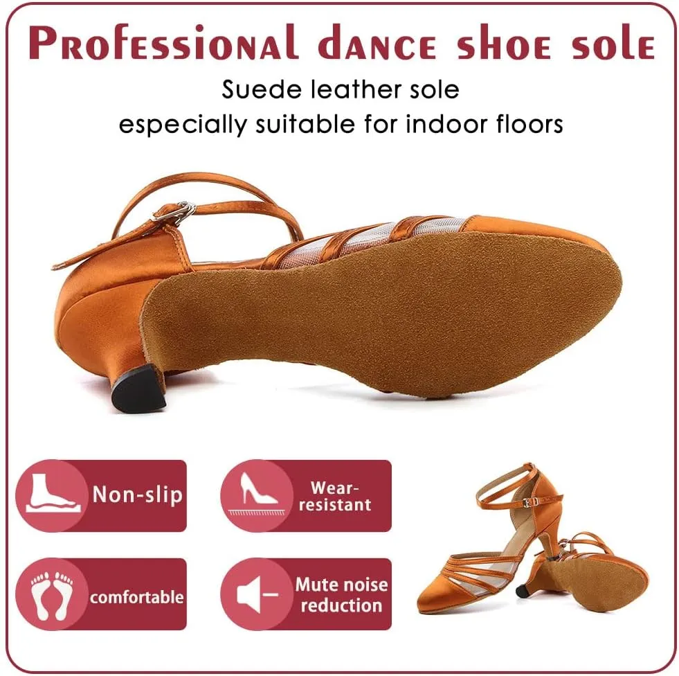 Women Latin Dance Shoes Closed Toe Ballroom Modern Salsa Waltz Tango Dance Performance Shoes Suede Sole
