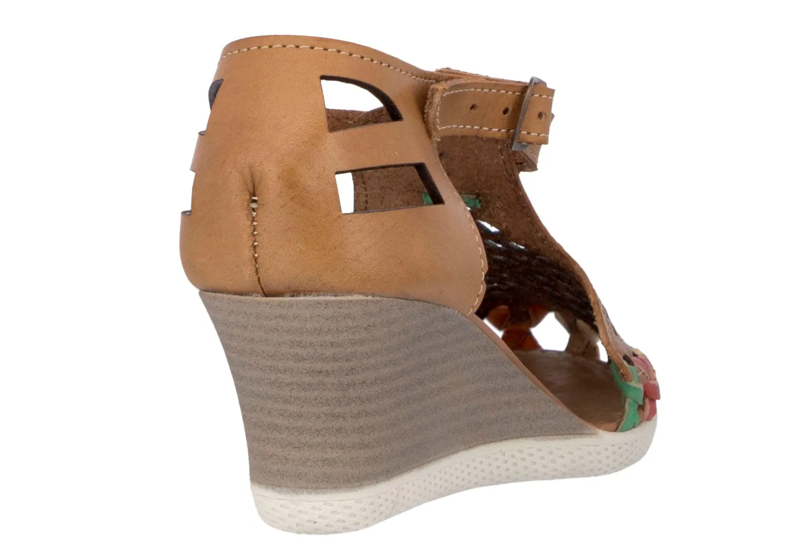 Womens Authentic Huaraches Real Leather Wedge Sandals Rainbow - #101