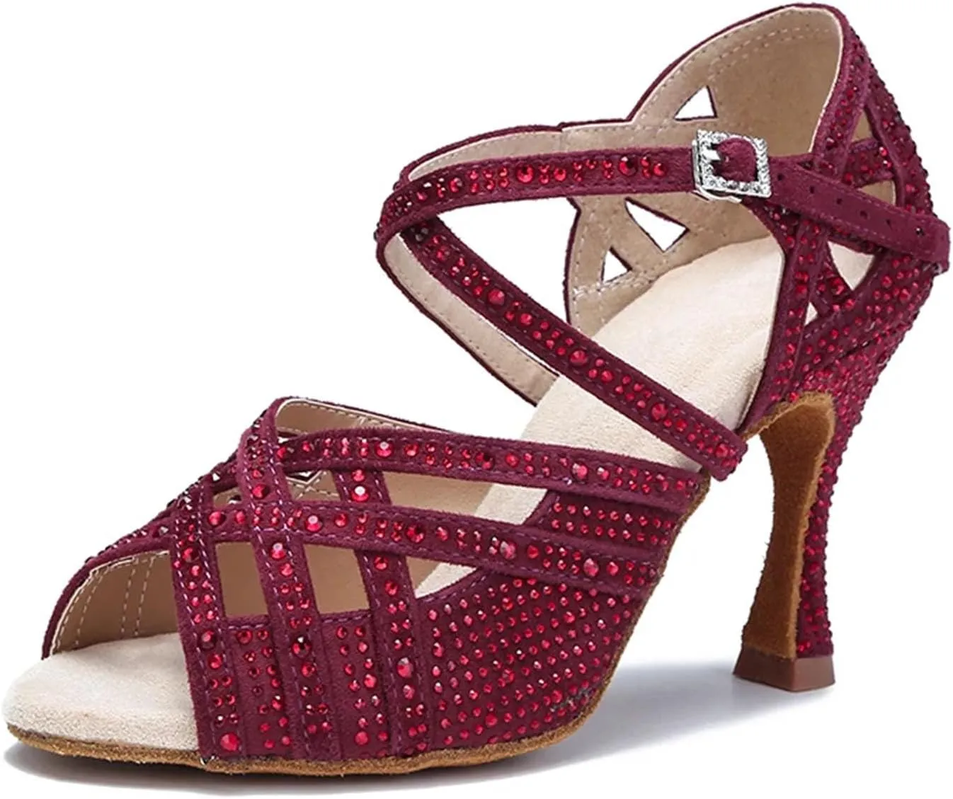 Women's Bachata Latin Dance Shoes - Salsa Jazz Indoor Performance Sandals, 5CM/2Inch Heel Height