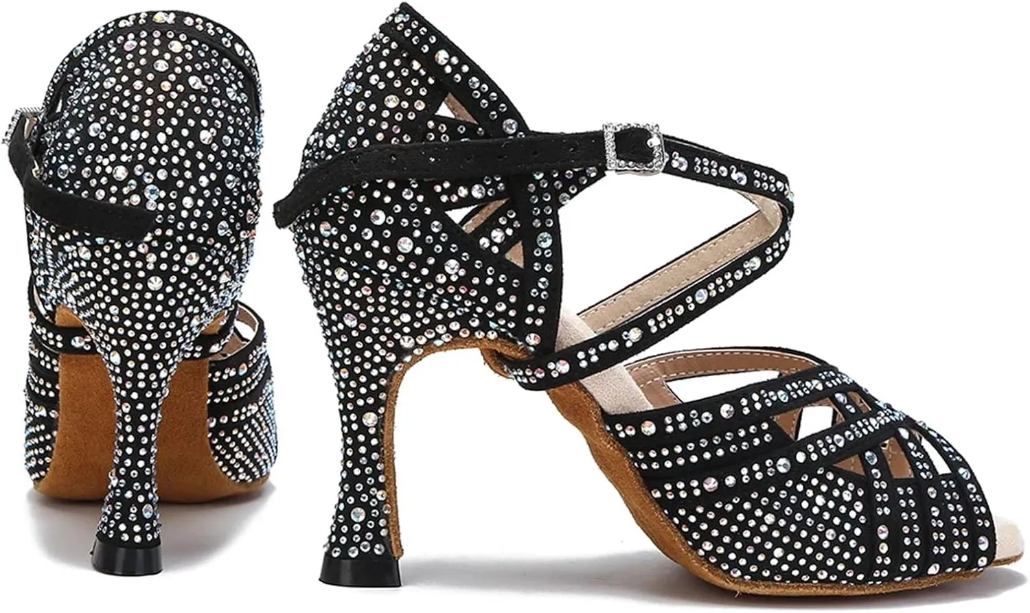 Women's Bachata Latin Dance Shoes - Salsa Jazz Indoor Performance Sandals, 5CM/2Inch Heel Height