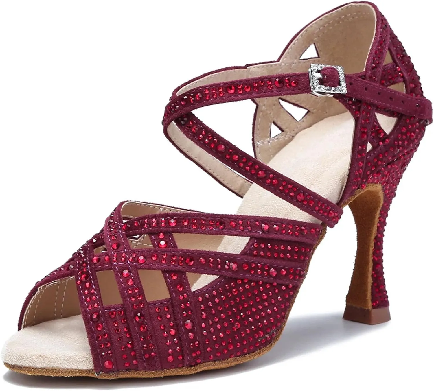 Women's Bachata Latin Dance Shoes - Salsa Jazz Indoor Performance Sandals, 5CM/2Inch Heel Height
