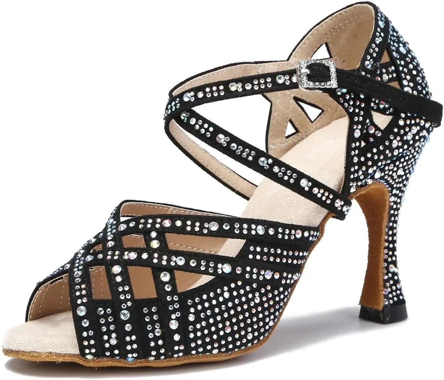 Women's Bachata Latin Dance Shoes - Salsa Jazz Indoor Performance Sandals, 5CM/2Inch Heel Height