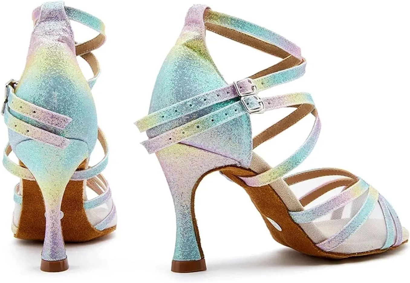 Women's Mesh Latin Dance Shoes - Soft Sole Indoor Salsa Party Sandals, 5CM/2Inch Heel Height