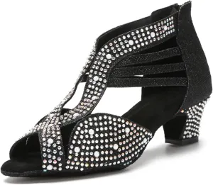 Women's Modern Latin Dance Shoes - Salsa Tango Indoor Soft Sole Party Sandals, 5CM/2Inch Heel Height