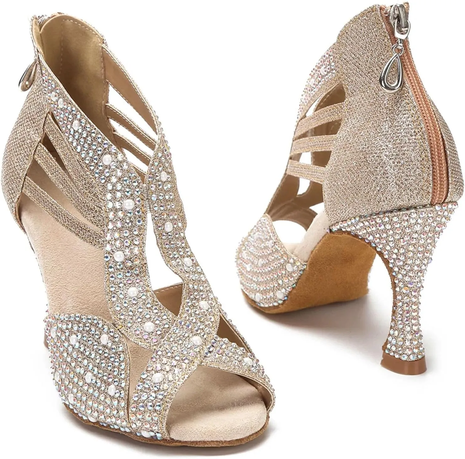 Women's Modern Latin Dance Shoes - Salsa Tango Indoor Soft Sole Party Sandals, 5CM/2Inch Heel Height