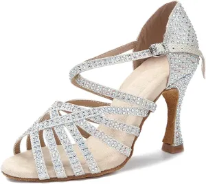 Women's Rhinestone Dance Sneakers - Ballroom Salsa Tango Party Shoes, 5CM/2Inch Heel Height