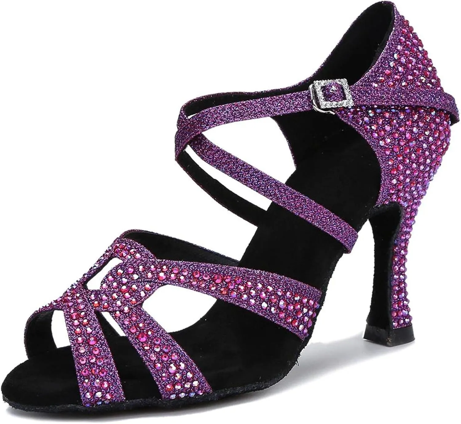 Women's Rhinestone Latin Dance Shoes - Tango Salsa Ballroom Red Wedding Sandals, 5CM/2Inch Heel Height