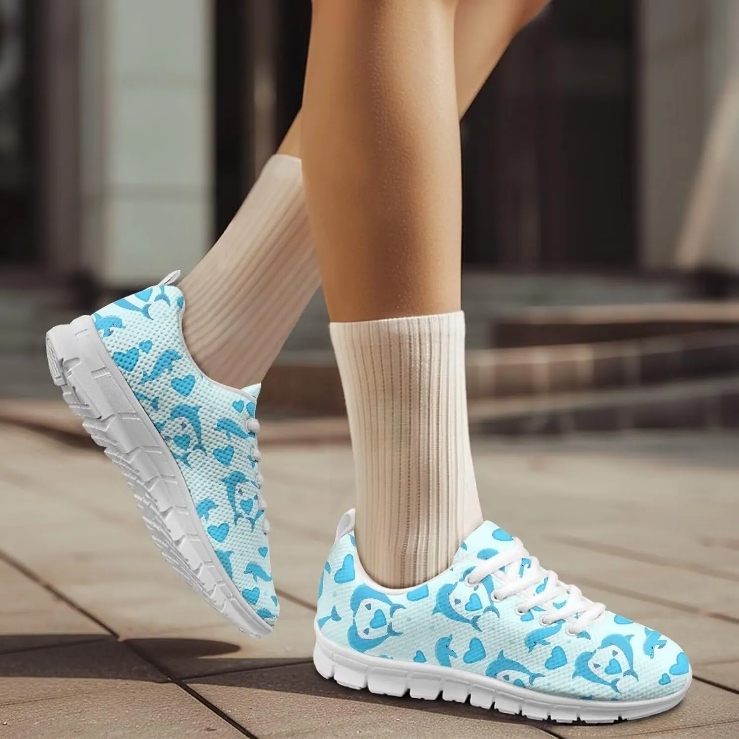 Womens Running Shoes Lace Up Breathable Mesh Tennis Shoes Lightweight Non Slip Soft Athletic Sneakers SizeUS 5-12