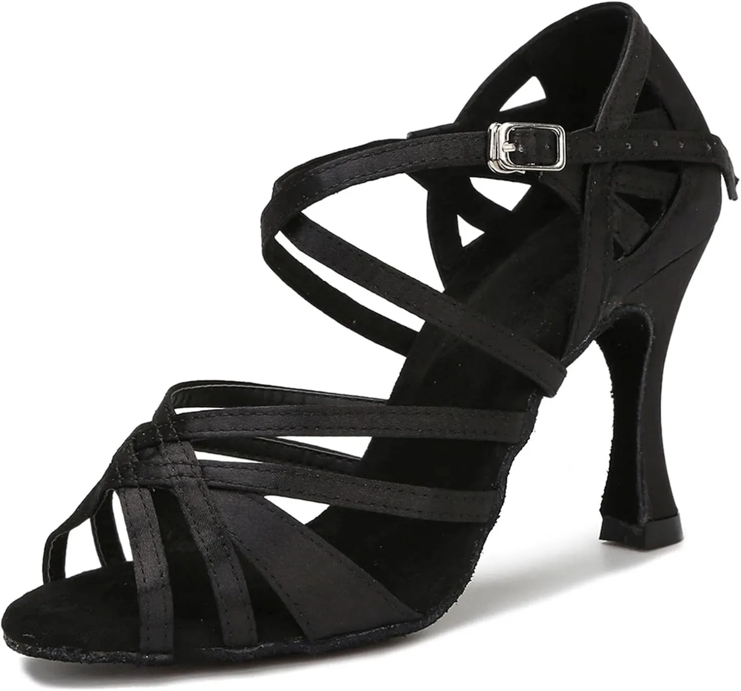 Women's Silk Satin Dance Sneakers - Salsa Tango Ballroom Wear-Resistant Shoes, 5CM/2Inch Heel Height