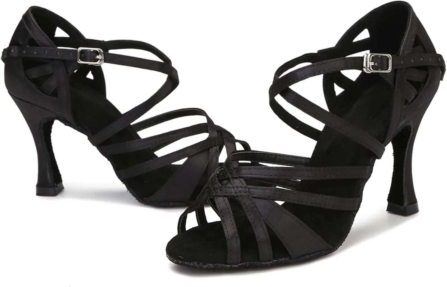 Women's Silk Satin Dance Sneakers - Salsa Tango Ballroom Wear-Resistant Shoes, 5CM/2Inch Heel Height