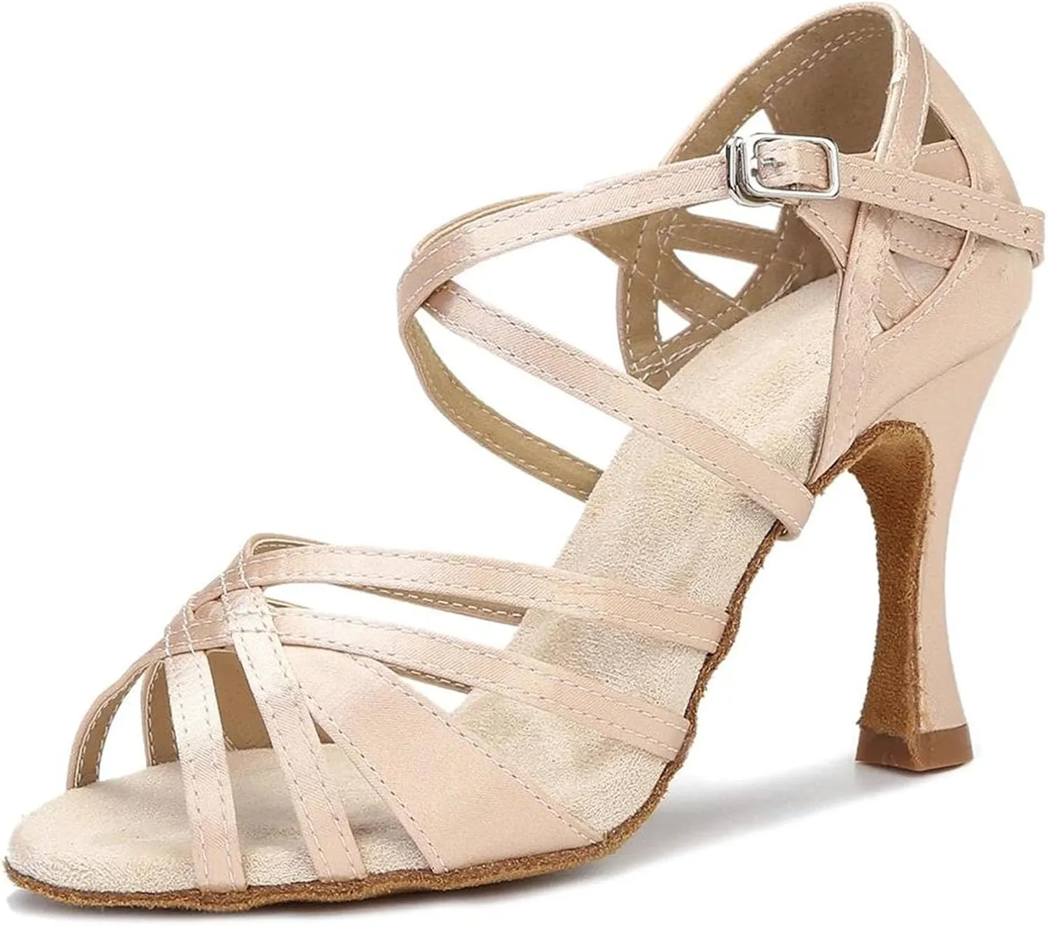Women's Silk Satin Dance Sneakers - Salsa Tango Ballroom Wear-Resistant Shoes, 5CM/2Inch Heel Height