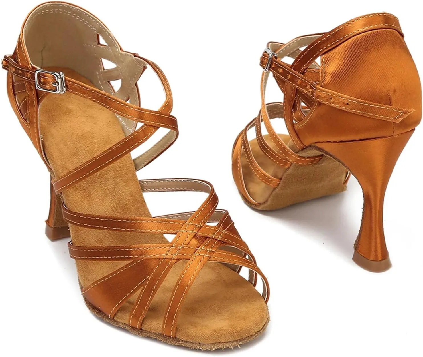 Women's Silk Satin Dance Sneakers - Salsa Tango Ballroom Wear-Resistant Shoes, 5CM/2Inch Heel Height