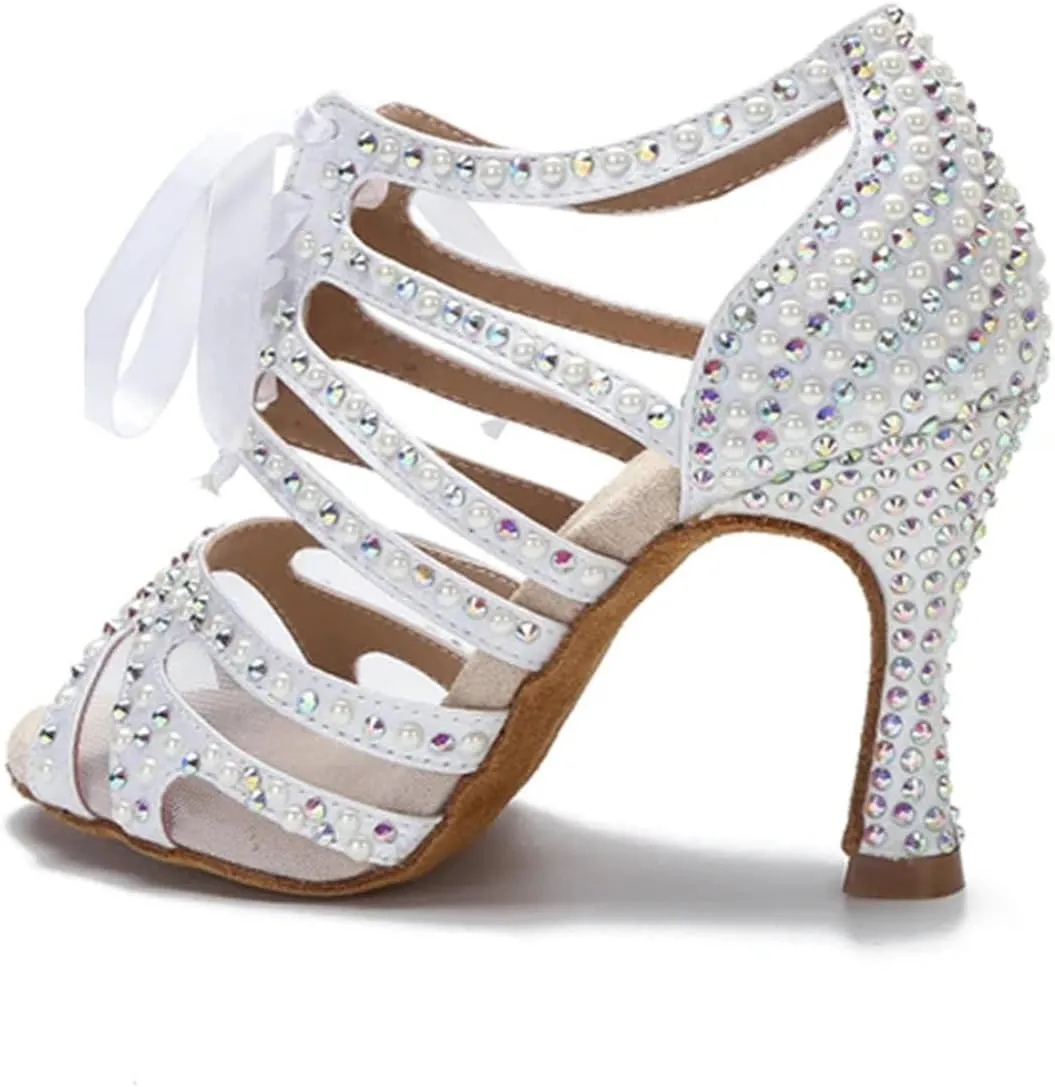 Women's Tango Rumba Latin Dance Shoes - Ballroom Soft Sole Wedding Sandals, 5CM/2Inch Heel Height